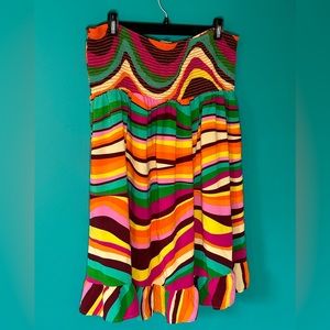 3X rainbow forever 21 plus size strapless dress
